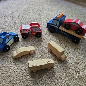 Montessori Wooden Toy Vehicle Set